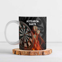 Personalised Aotearoa Darts Ceramic Mug Maori Koru Flaming Dartboard - Polynesian Pride