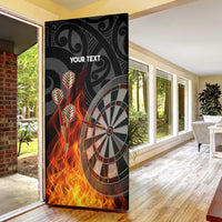 Personalised Aotearoa Darts Door Cover Maori Koru Flaming Dartboard - Polynesian Pride
