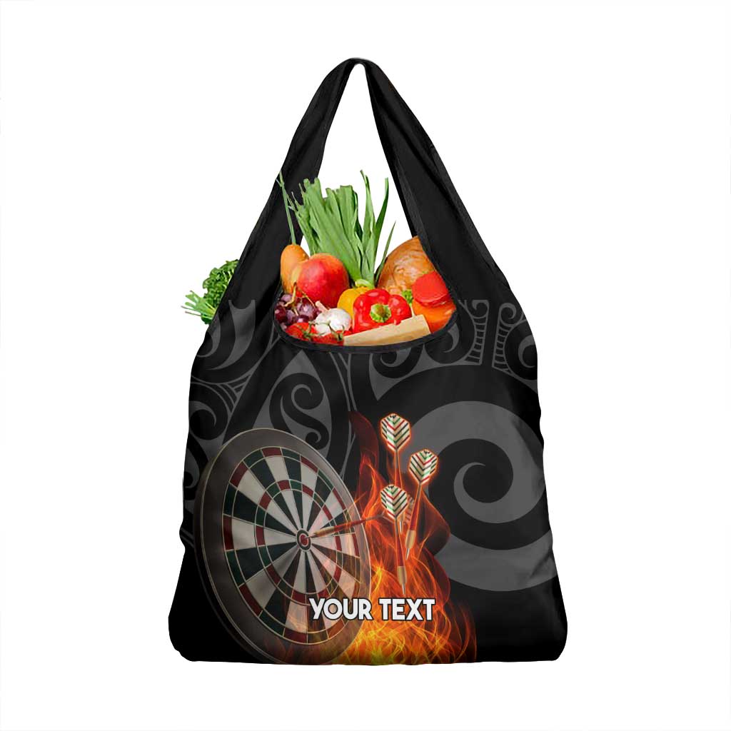 Personalised Aotearoa Darts Grocery Bag Maori Koru Flaming Dartboard