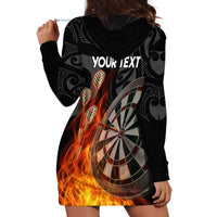 Personalised Aotearoa Darts Hoodie Dress Maori Koru Flaming Dartboard LT14 - Polynesian Pride