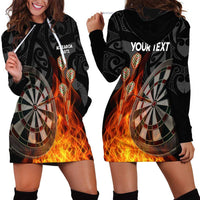Personalised Aotearoa Darts Hoodie Dress Maori Koru Flaming Dartboard LT14 - Polynesian Pride