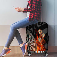 Personalised Aotearoa Darts Luggage Cover Maori Koru Flaming Dartboard