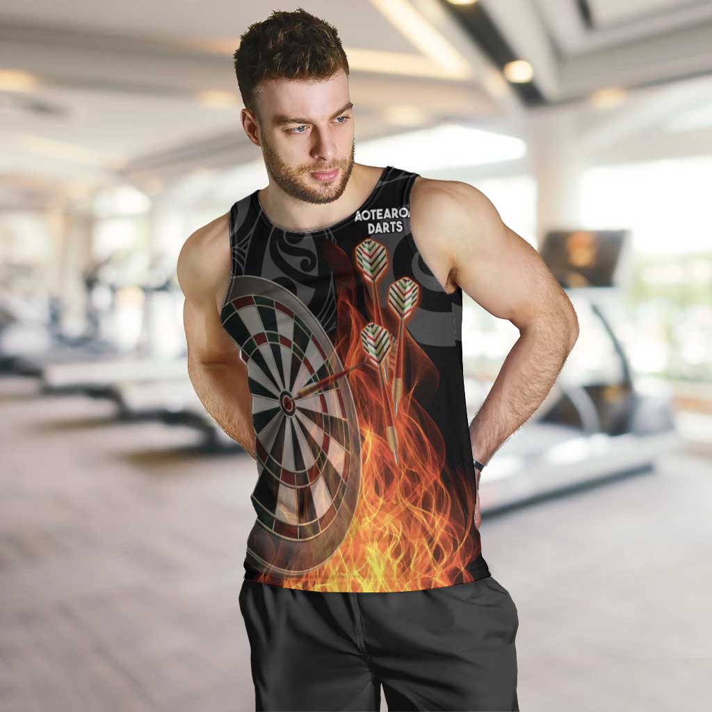 Personalised Aotearoa Darts Men Tank Top Maori Koru Flaming Dartboard