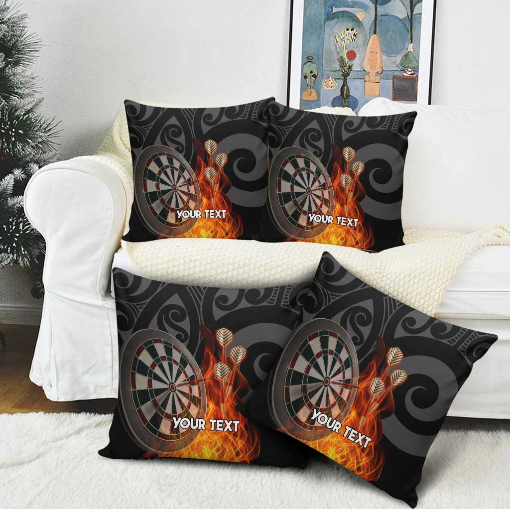 Personalised Aotearoa Darts Pillow Cover Maori Koru Flaming Dartboard - Polynesian Pride
