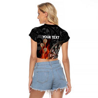 Personalised Aotearoa Darts Raglan Cropped T Shirt Maori Koru Flaming Dartboard LT14 - Polynesian Pride