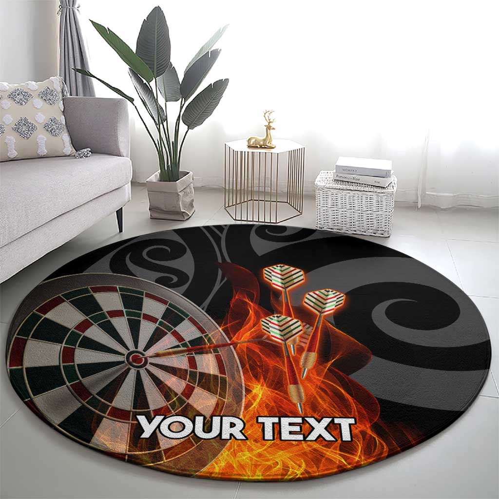 Personalised Aotearoa Darts Round Carpet Maori Koru Flaming Dartboard