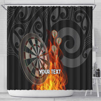 Personalised Aotearoa Darts Shower Curtain Maori Koru Flaming Dartboard