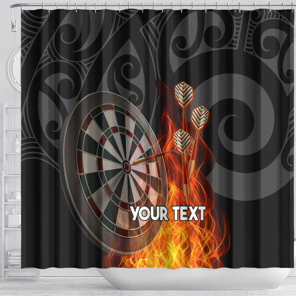 Personalised Aotearoa Darts Shower Curtain Maori Koru Flaming Dartboard