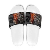 Personalised Aotearoa Darts Slide Sandals Maori Koru Flaming Dartboard - Polynesian Pride