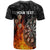 Personalised Aotearoa Darts T Shirt Maori Koru Flaming Dartboard