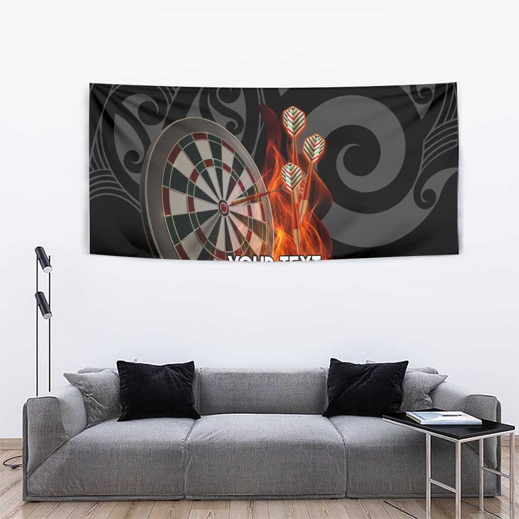 Personalised Aotearoa Darts Tapestry Maori Koru Flaming Dartboard