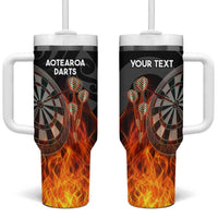 Personalised Aotearoa Darts Tumbler With Handle Maori Koru Flaming Dartboard