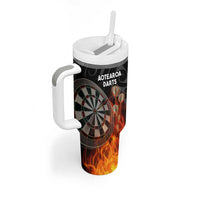 Personalised Aotearoa Darts Tumbler With Handle Maori Koru Flaming Dartboard