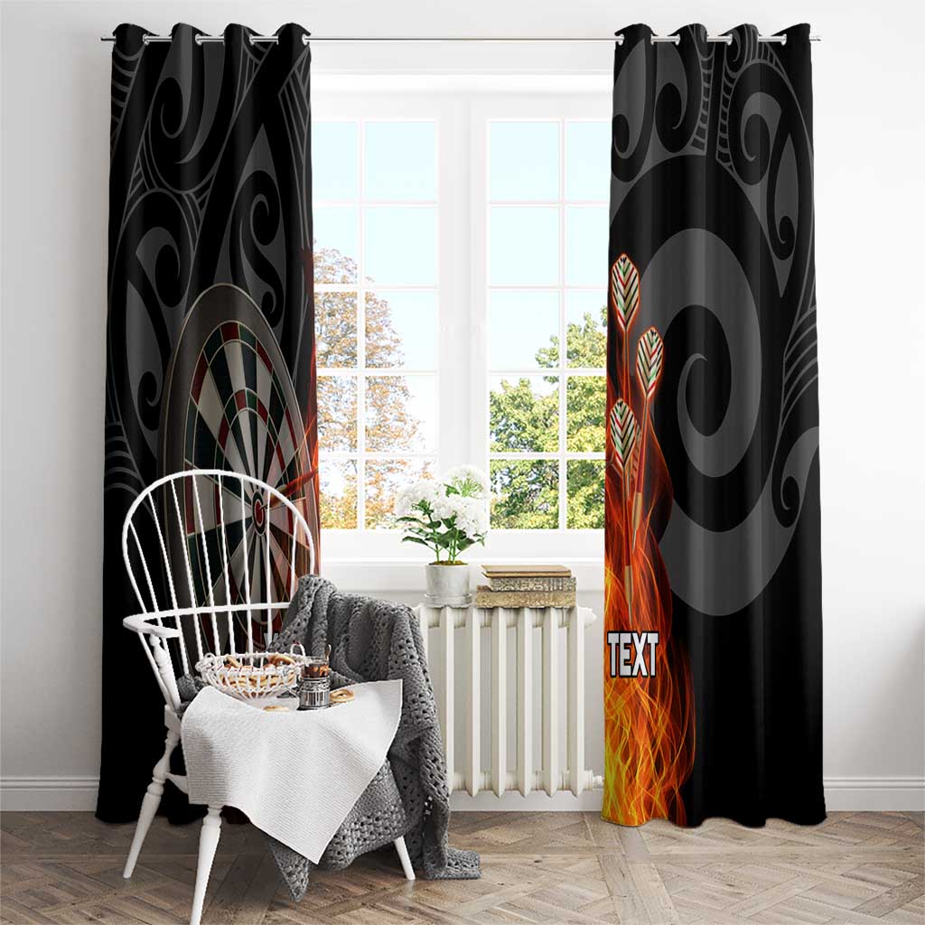 Personalised Aotearoa Darts Window Curtain Maori Koru Flaming Dartboard