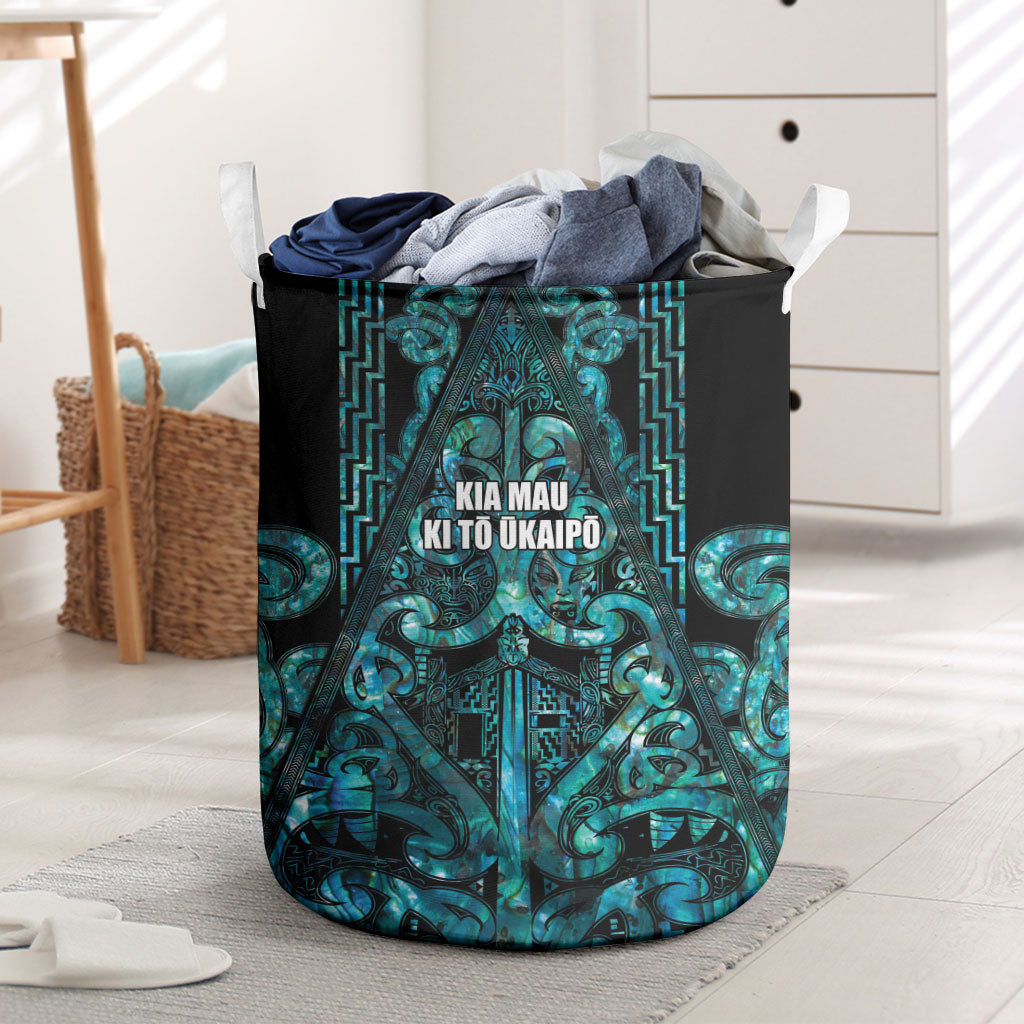 Maori Language Week Laundry Basket Kia Mau Ki To Ukaipo Paua Shell Color LT14 Turquoise - Polynesian Pride