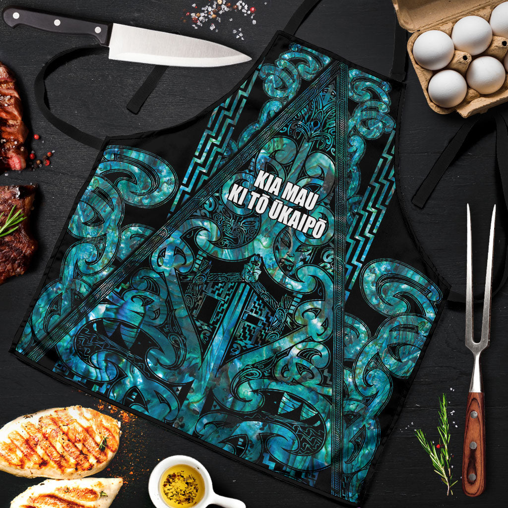 Maori Language Week Apron Kia Mau Ki To Ukaipo Paua Shell Color LT14 Turquoise - Polynesian Pride