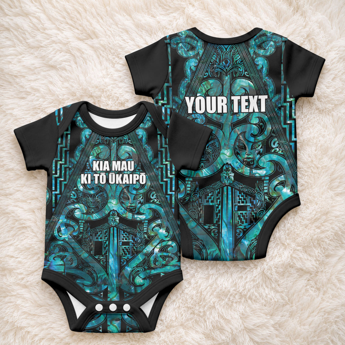 Maori Language Week Personalised Baby Onesie Kia Mau Ki To Ukaipo Paua Shell Color