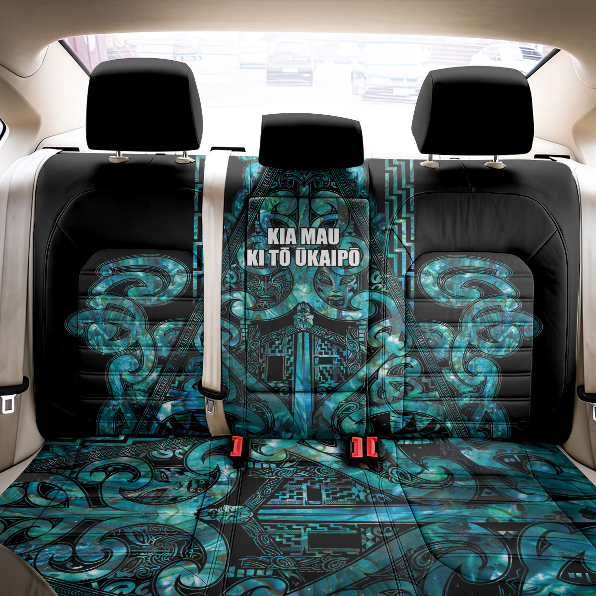 Maori Language Week Back Car Seat Cover Kia Mau Ki To Ukaipo Paua Shell Color LT14 - Polynesian Pride