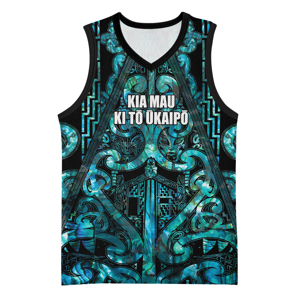 Maori Language Week Personalised Basketball Jersey Kia Mau Ki To Ukaipo Paua Shell Color LT14 Unisex Turquoise - Polynesian Pride