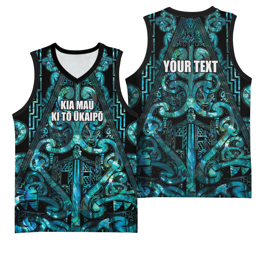 Maori Language Week Personalised Basketball Jersey Kia Mau Ki To Ukaipo Paua Shell Color LT14 - Polynesian Pride