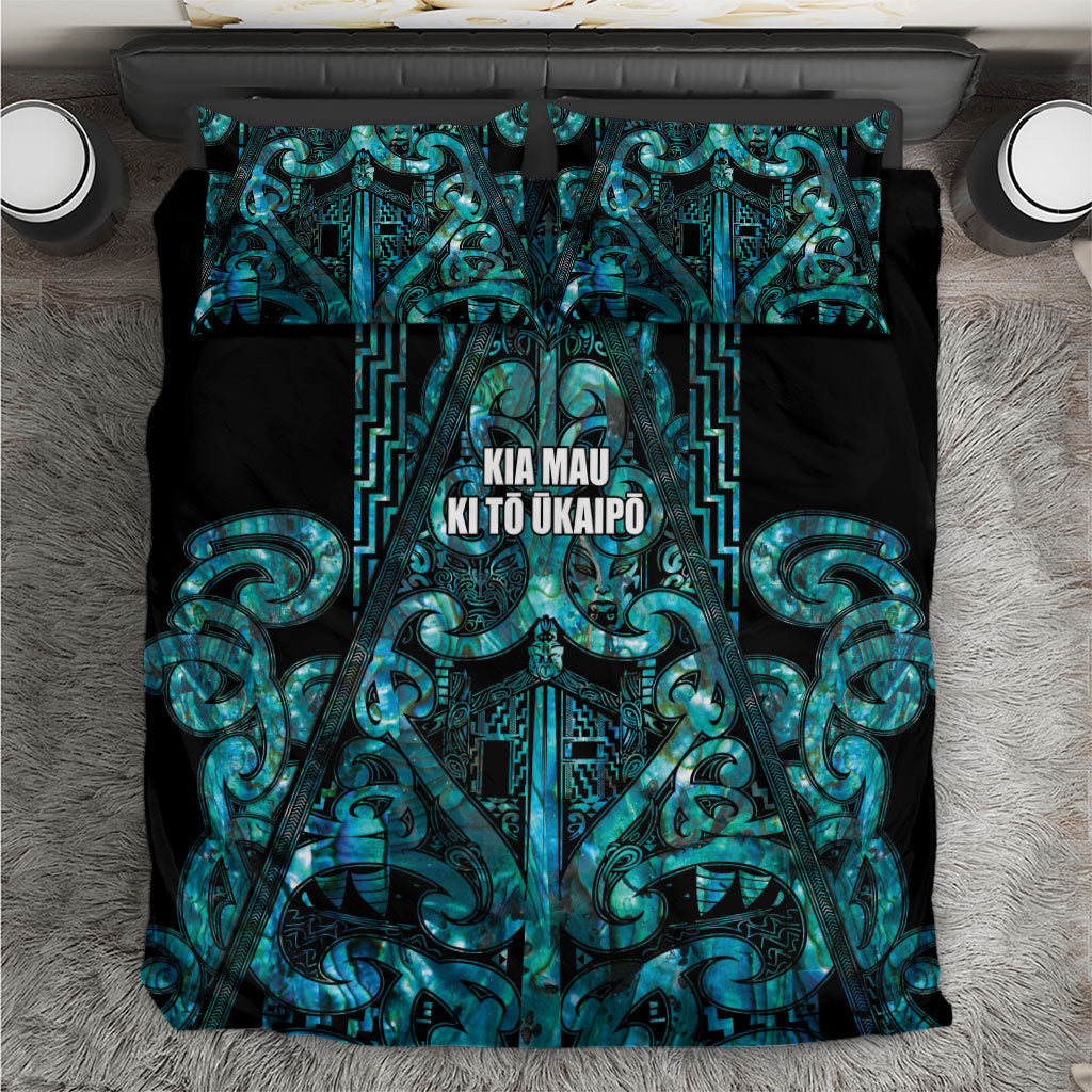 Maori Language Week Bedding Set Kia Mau Ki To Ukaipo Paua Shell Color LT14 Turquoise - Polynesian Pride