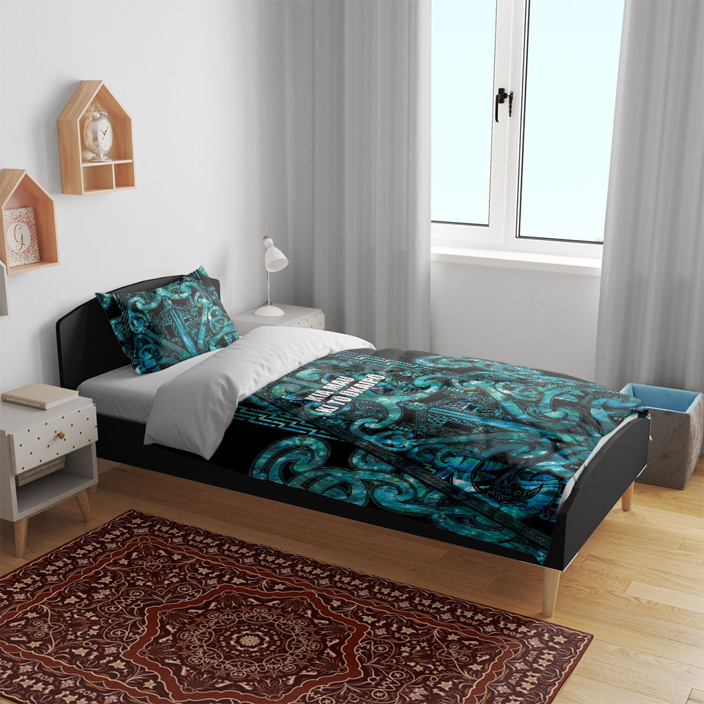 Maori Language Week Bedding Set Kia Mau Ki To Ukaipo Paua Shell Color LT14 - Polynesian Pride