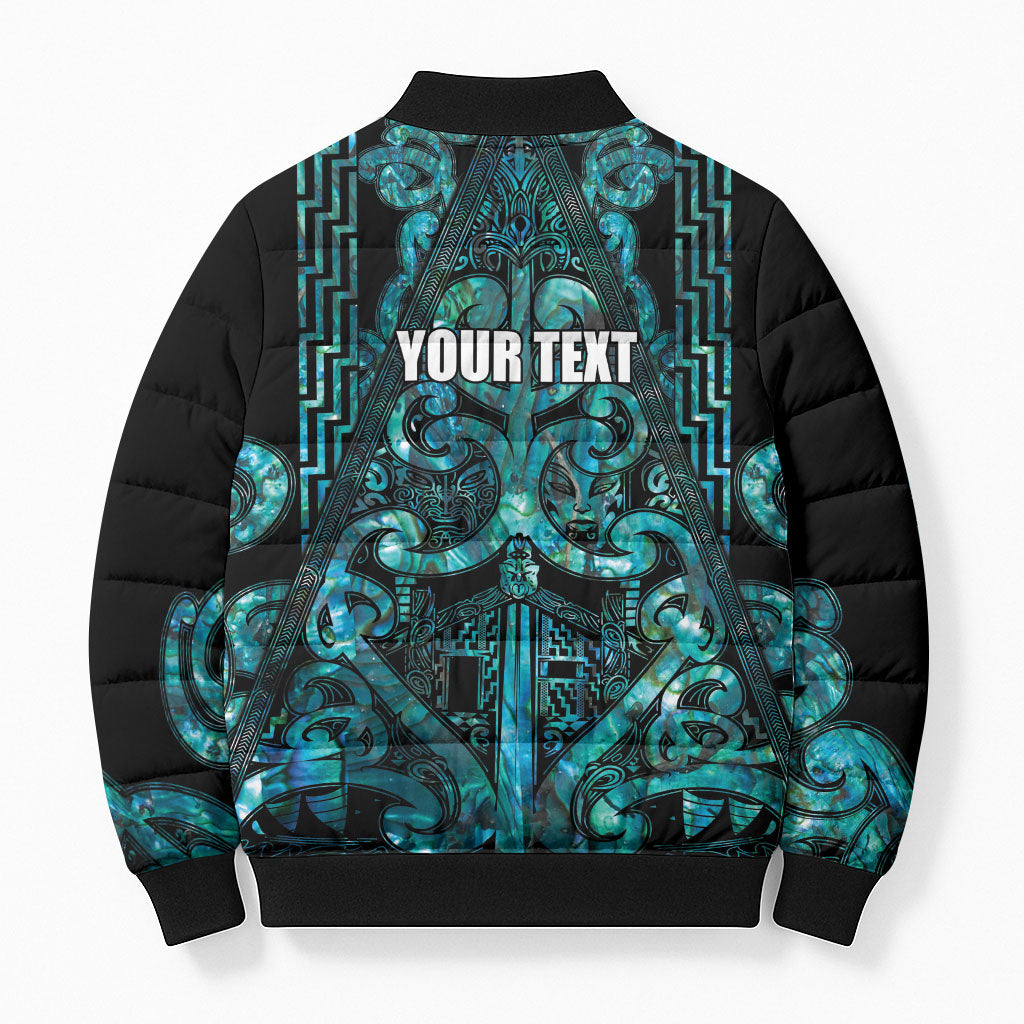Maori Language Week Personalised Bomber Puffer Jacket Kia Mau Ki To Ukaipo Paua Shell Color LT14 - Polynesian Pride