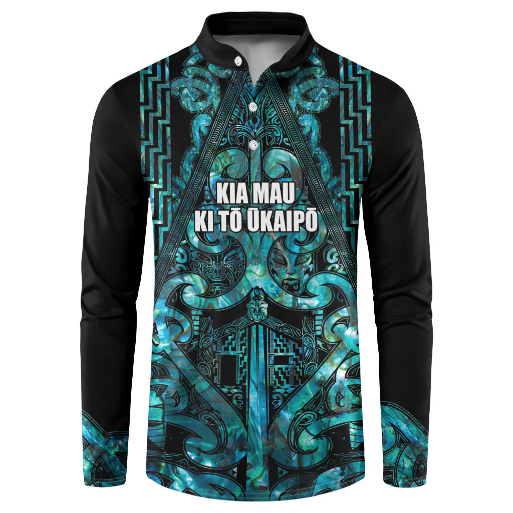 Maori Language Week Personalised Button Sweatshirt Kia Mau Ki To Ukaipo Paua Shell Color LT14 Turquoise - Polynesian Pride
