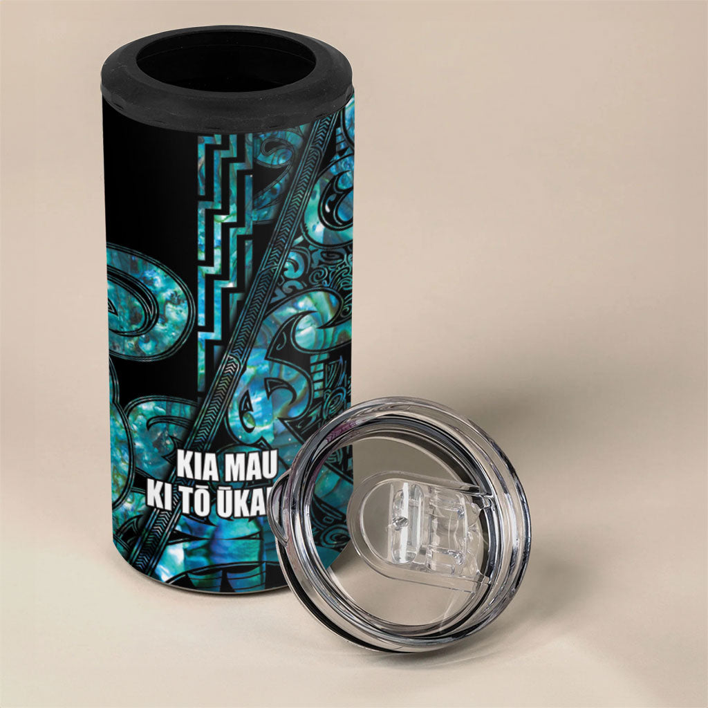 Maori Language Week Personalised 4 in 1 Can Cooler Tumbler Kia Mau Ki To Ukaipo Paua Shell Color LT14 - Polynesian Pride