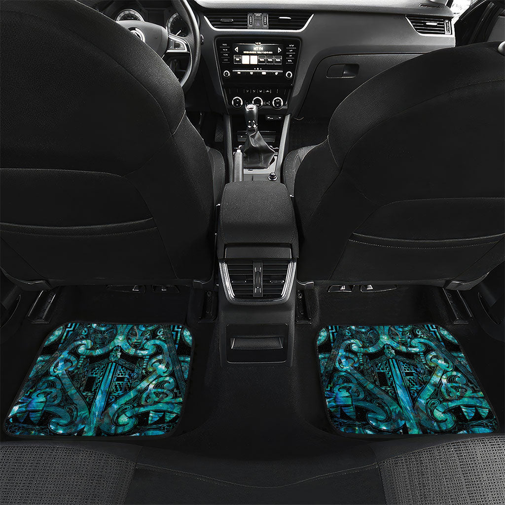 Maori Language Week Personalised Car Mats Kia Mau Ki To Ukaipo Paua Shell Color LT14 Set 2pcs - Back Turquoise - Polynesian Pride