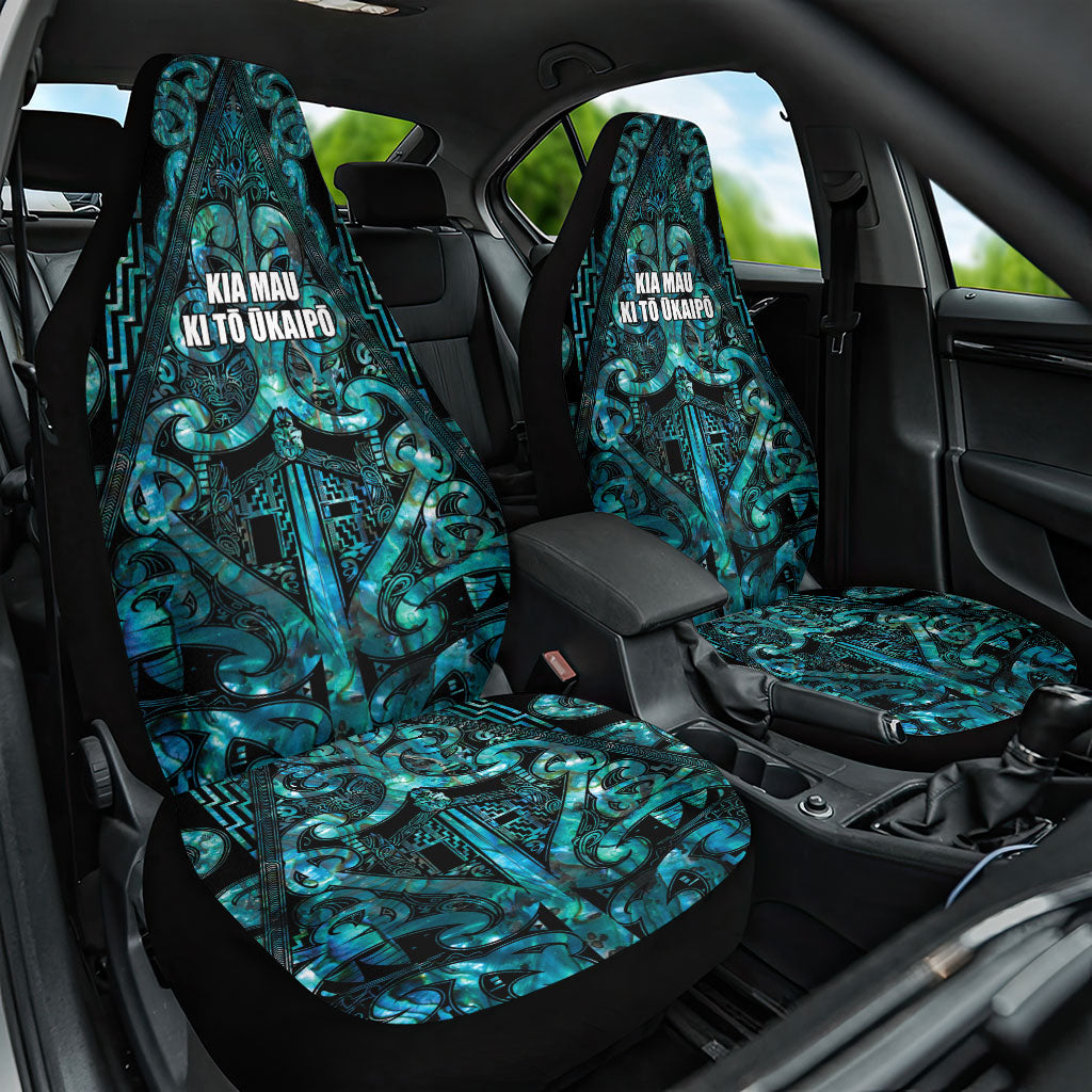 Maori Language Week Car Seat Cover Kia Mau Ki To Ukaipo Paua Shell Color LT14 One Size Turquoise - Polynesian Pride