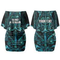 Maori Language Week Personalised Couples Matching Off Shoulder Short Dress and Long Sleeve Button Shirt Kia Mau Ki To Ukaipo Paua Shell Color LT14 - Polynesian Pride