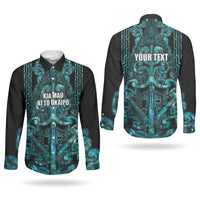 Maori Language Week Personalised Couples Matching Puletasi and Long Sleeve Button Shirt Kia Mau Ki To Ukaipo Paua Shell Color LT14 - Polynesian Pride