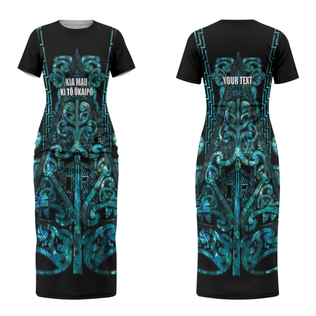 Maori Language Week Personalised Couples Matching Short Sleeve Bodycon Dress and Long Sleeve Button Shirt Kia Mau Ki To Ukaipo Paua Shell Color LT14 - Polynesian Pride