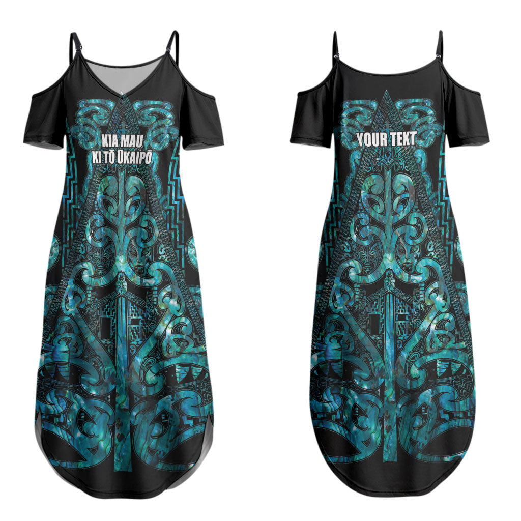 Maori Language Week Personalised Couples Matching Summer Maxi Dress and Hawaiian Shirt Kia Mau Ki To Ukaipo Paua Shell Color LT14 - Polynesian Pride