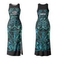 Maori Language Week Personalised Couples Matching Tank Maxi Dress and Hawaiian Shirt Kia Mau Ki To Ukaipo Paua Shell Color LT14 - Polynesian Pride
