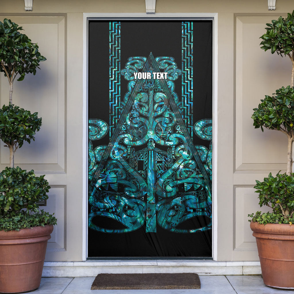 Maori Language Week Personalised Door Cover Kia Mau Ki To Ukaipo Paua Shell Color LT14 Turquoise - Polynesian Pride