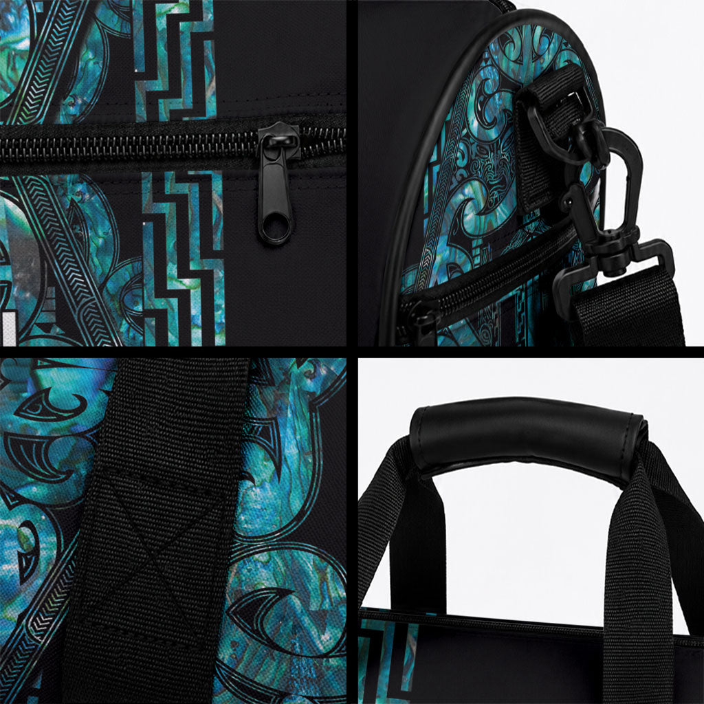 Maori Language Week Duffle Bag Kia Mau Ki To Ukaipo Paua Shell Color