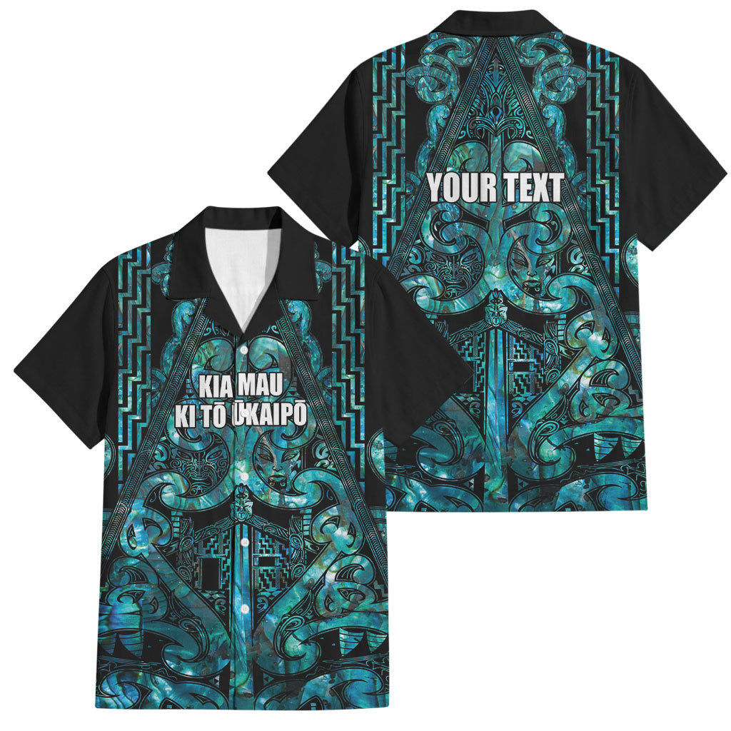 Maori Language Week Personalised Family Matching Off The Shoulder Long Sleeve Dress and Hawaiian Shirt Kia Mau Ki To Ukaipo Paua Shell Color LT14 Dad's Shirt - Short Sleeve Turquoise - Polynesian Pride