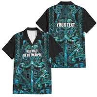 Maori Language Week Personalised Family Matching Off The Shoulder Long Sleeve Dress and Hawaiian Shirt Kia Mau Ki To Ukaipo Paua Shell Color LT14 Dad's Shirt - Short Sleeve Turquoise - Polynesian Pride