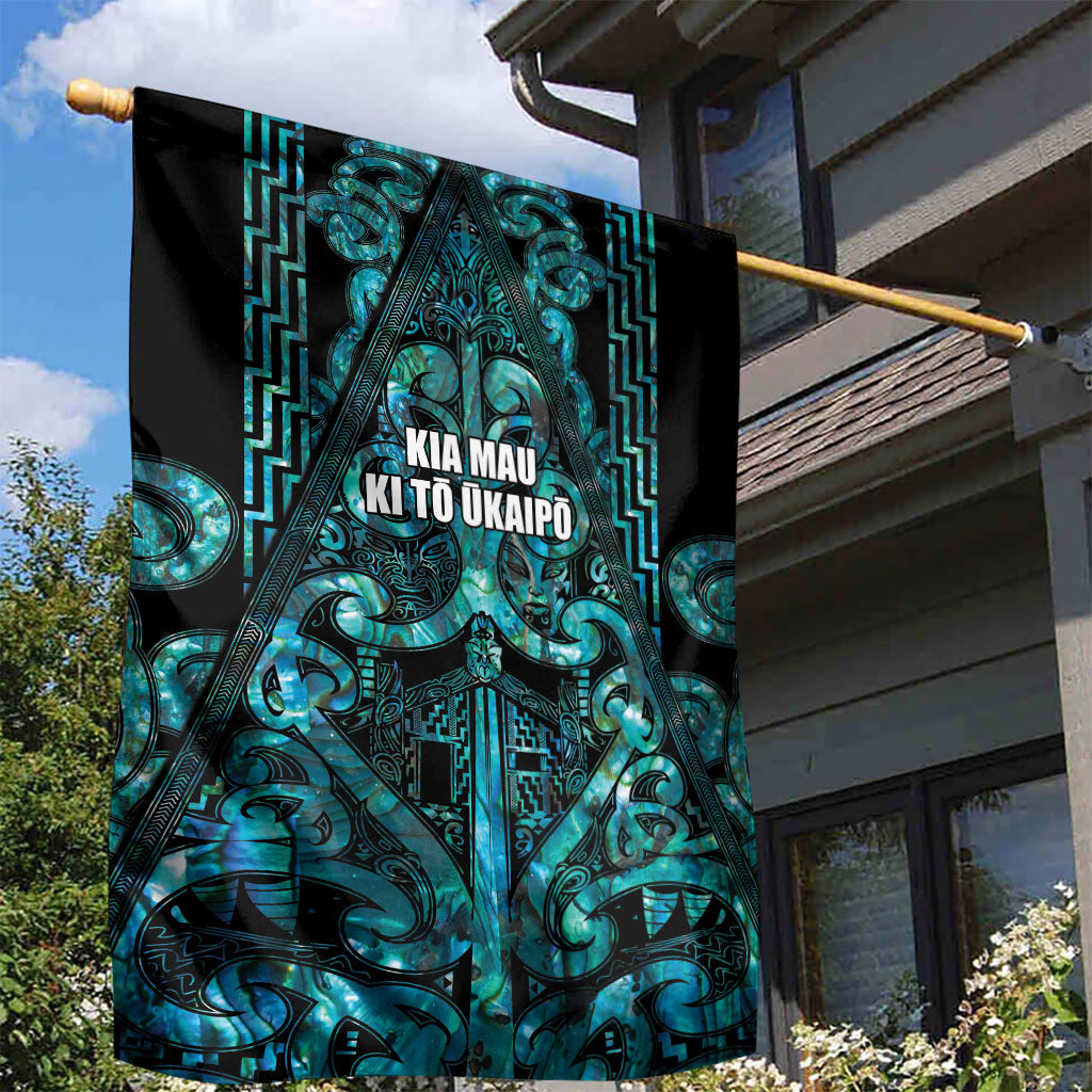 Maori Language Week Garden Flag Kia Mau Ki To Ukaipo Paua Shell Color LT14 - Polynesian Pride