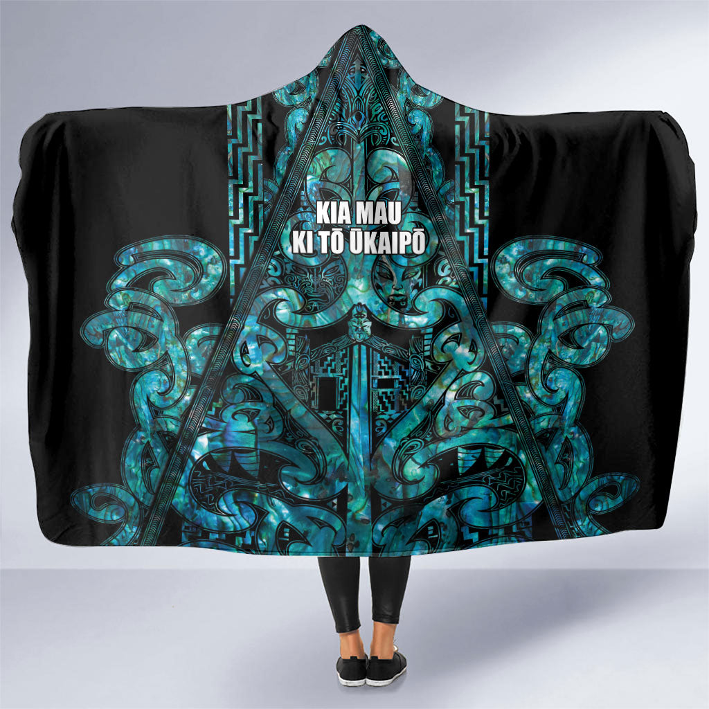 Maori Language Week Hooded Blanket Kia Mau Ki To Ukaipo Paua Shell Color LT14 One Size Turquoise - Polynesian Pride