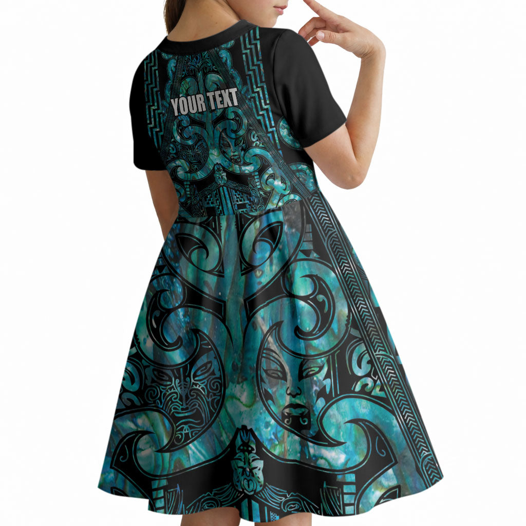 Maori Language Week Personalised Kid Short Sleeve Dress Kia Mau Ki To Ukaipo Paua Shell Color LT14 - Polynesian Pride