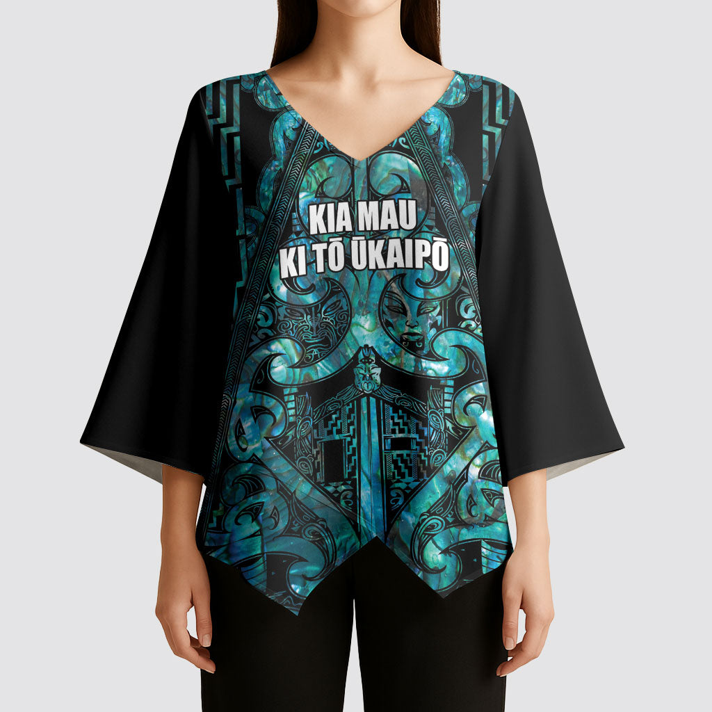 Maori Language Week Personalised Kimono Sleeve Blouse Kia Mau Ki To Ukaipo Paua Shell Color LT14 - Polynesian Pride