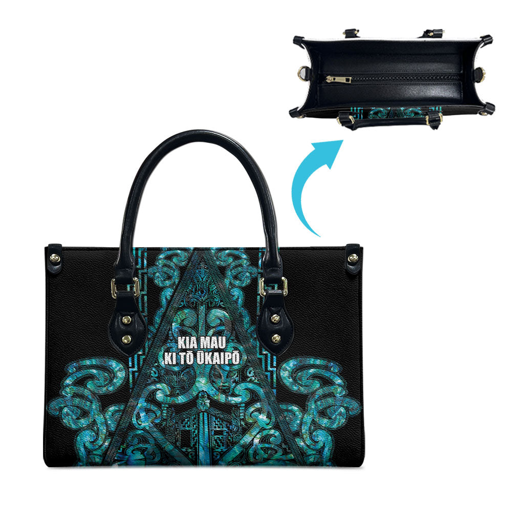 Maori Language Week Leather Bag Kia Mau Ki To Ukaipo Paua Shell Color LT14 - Polynesian Pride