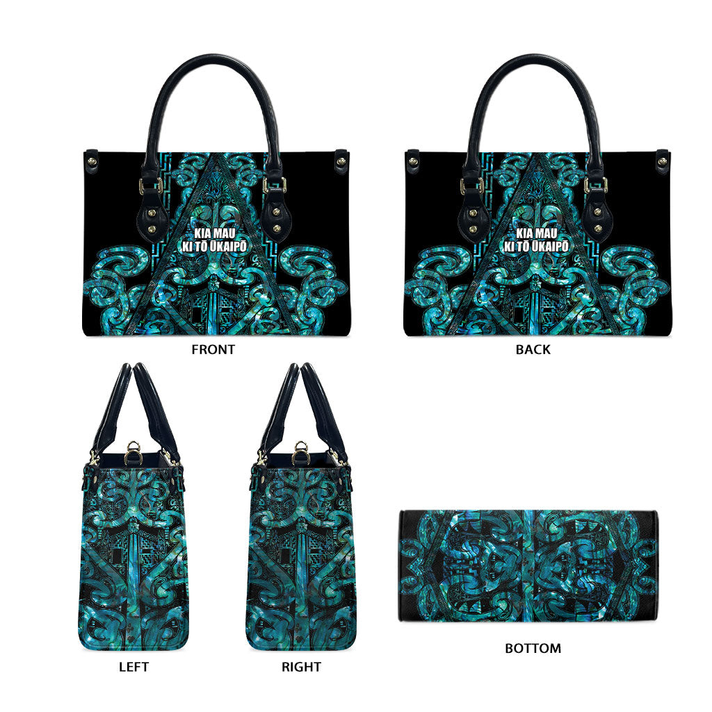 Maori Language Week Leather Bag Kia Mau Ki To Ukaipo Paua Shell Color LT14 - Polynesian Pride