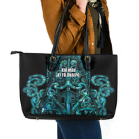 Maori Language Week Leather Tote Bag Kia Mau Ki To Ukaipo Paua Shell Color LT14 - Polynesian Pride