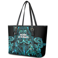 Maori Language Week Leather Tote Bag Kia Mau Ki To Ukaipo Paua Shell Color LT14 - Polynesian Pride