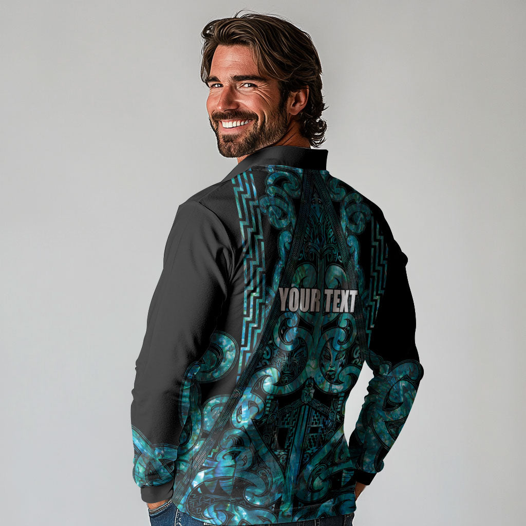 Maori Language Week Personalised Long Sleeve Polo Shirt Kia Mau Ki To Ukaipo Paua Shell Color LT14 - Polynesian Pride