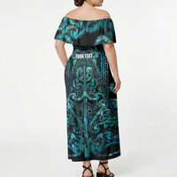 Maori Language Week Personalised Off Shoulder Maxi Dress Kia Mau Ki To Ukaipo Paua Shell Color LT14 - Polynesian Pride